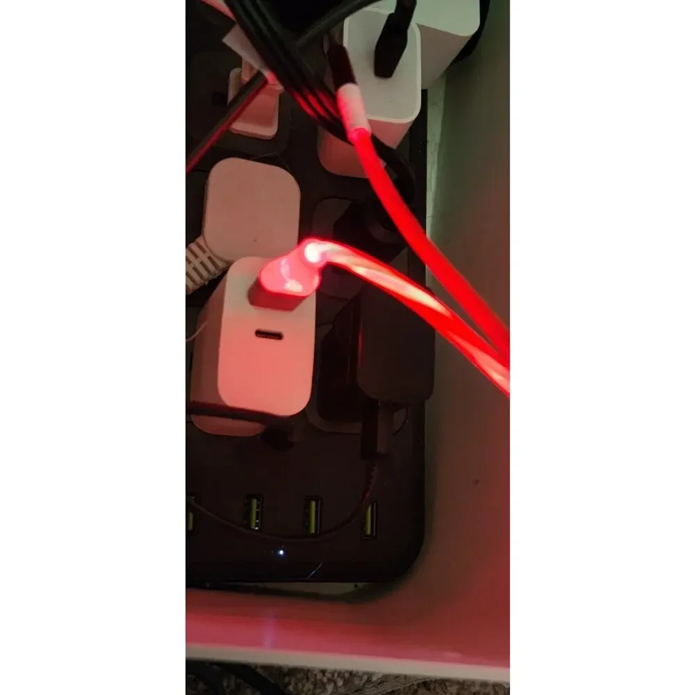 Light Up Cable USB Type C Charge & Sync 7' Reversible Plug Rapid Charge Red